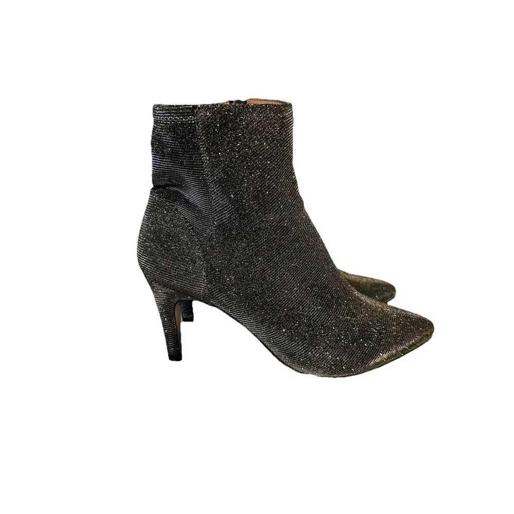 Eloquii silver platinum bling sparkly glitter Chelsea Ankle boots size 9 WIDE - Picture 10 of 15